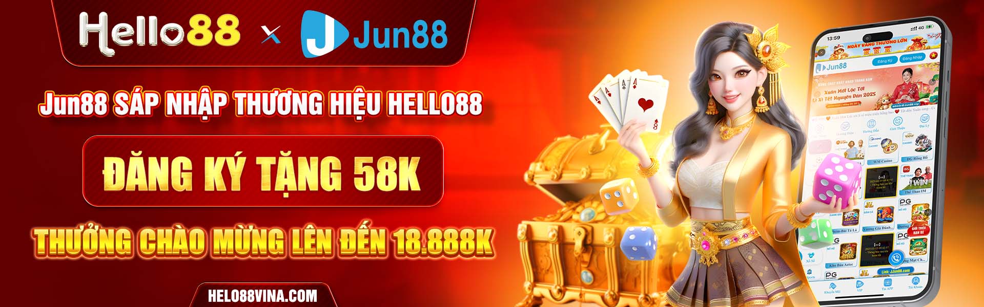 Hello88 sáp nhập thương hiệu Jun88 - Thưởng chào mừng 100%