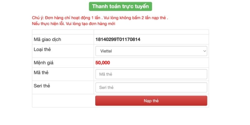 Thủ tục nạp tiền qua thẻ cào nhà mạng an toàn